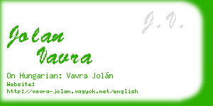 jolan vavra business card